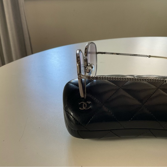 Chanel Wire Rimmed Sunglasses Silver Gradient Lenses Great Condition! - Picture 4 of 6